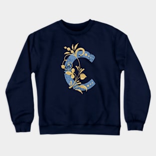 C - Vintage Floral Initial Letter Crewneck Sweatshirt